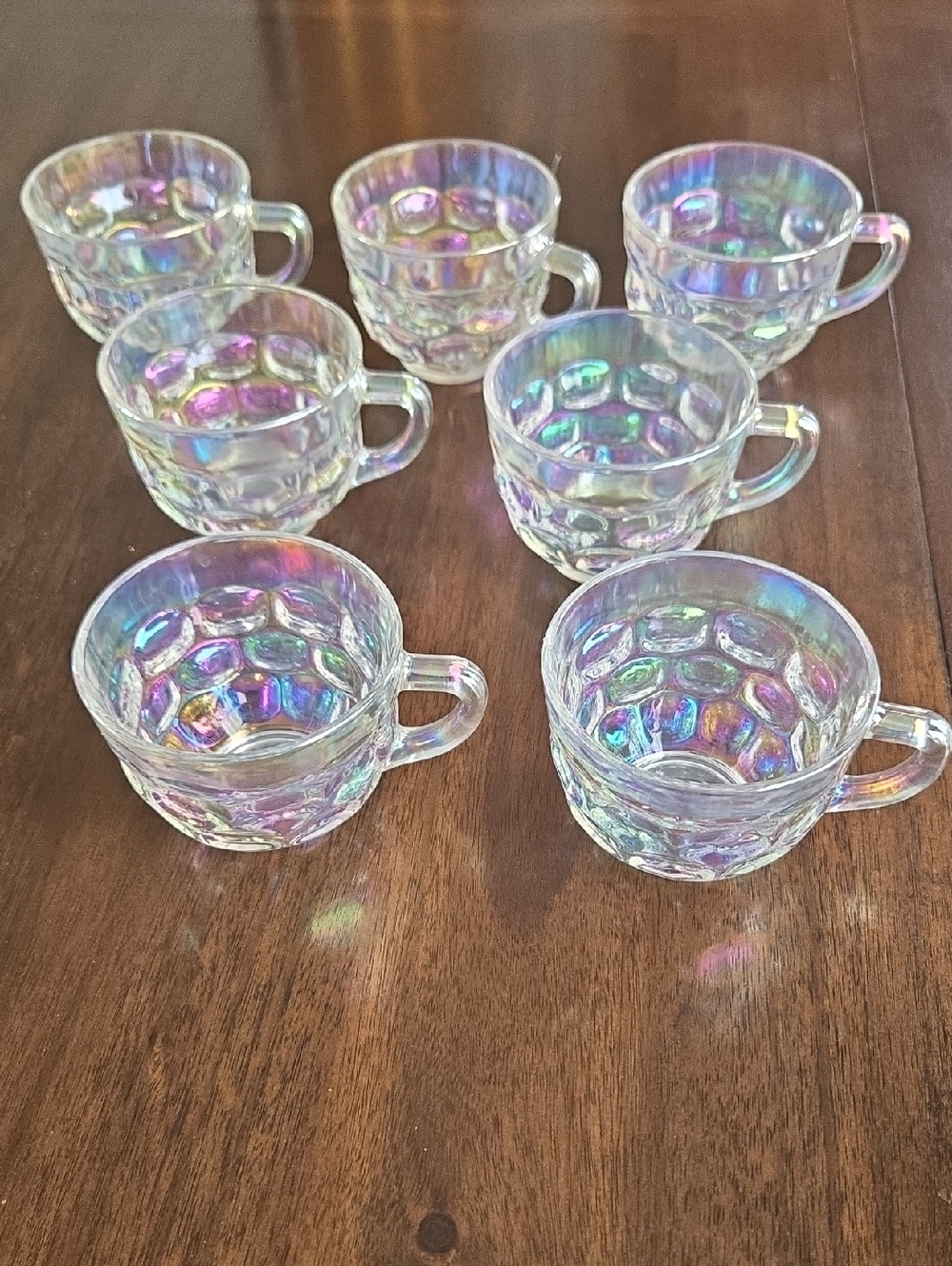 Federal Glass Punch Bowl Irridescent Cups.
